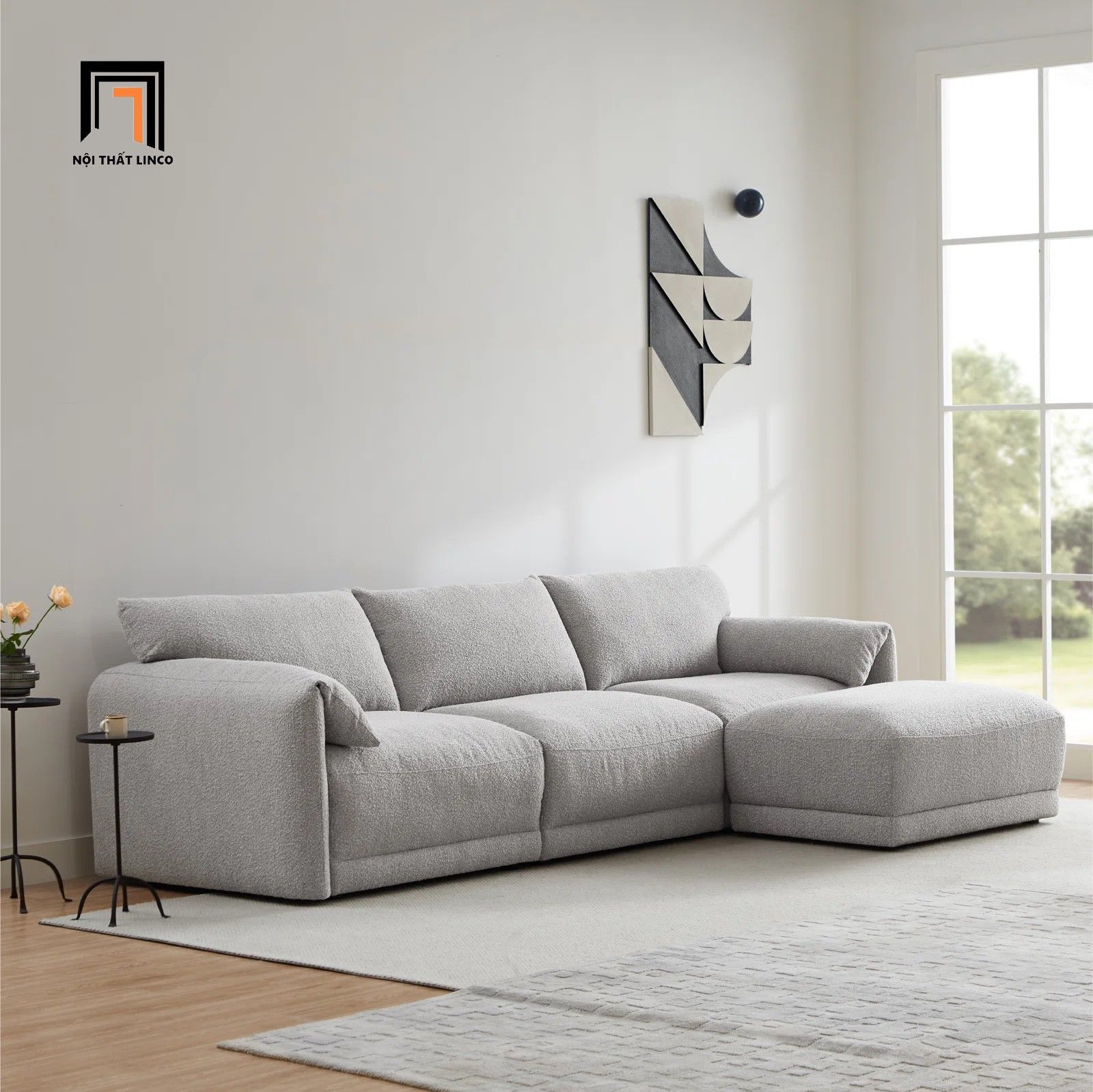 Bộ ghế sofa băng 2m3 xám trắng BT61 Bodhill căn hộ chung cư 