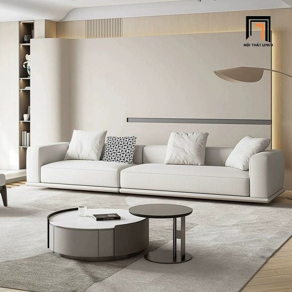 ghế sofa băng vải nỉ xám trắng