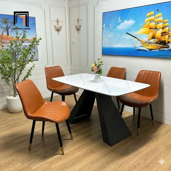 bộ bàn ăn đá ceramic kiểu dáng hiện đại