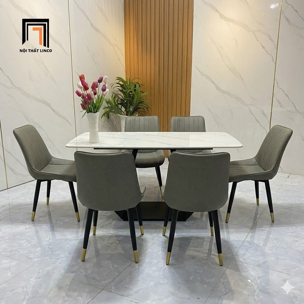 Bộ bàn ghế ăn đá giá rẻ 32-BAD6-Boomy mặt đá ceramic nhập 