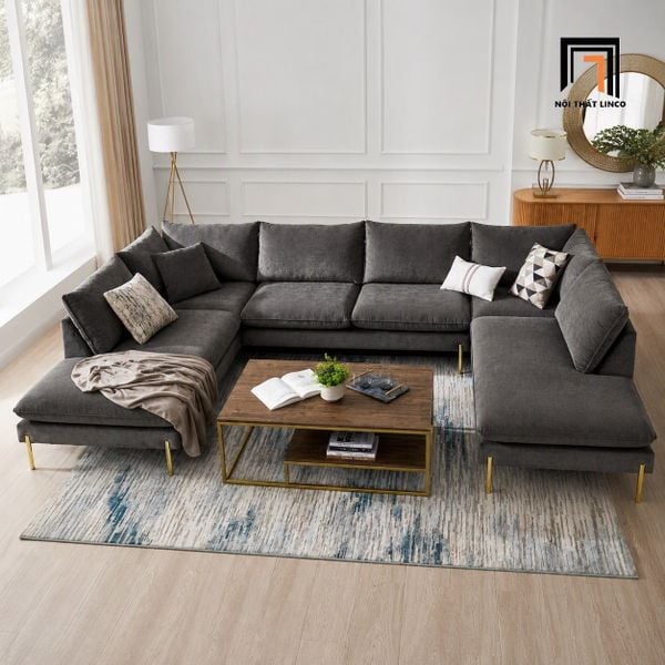 sofa chữ U dài 3m vải nỉ