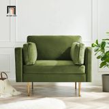  Ghế sofa đơn vải nhung xanh rêu DT82 Pelham phòng khách nhỏ 