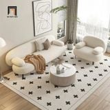  Bộ ghế sofa cong vải nỉ KT56 Nina màu trắng kem cho shop tiệm 