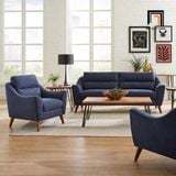  Set ghế sofa gia đình KT40 Gano bọc vải bố cotton xanh dương 