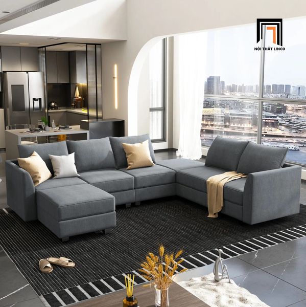 sofa  chữ U dài 3m3 vải nỉ