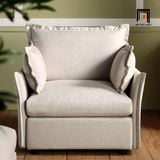  Ghế sofa đơn phòng khách DT84 Byron màu xám trắng vải bố nỉ 
