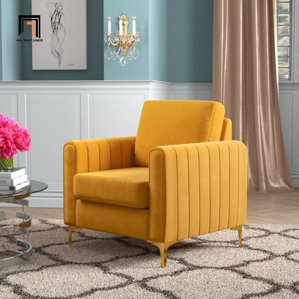 sofa đơn màu vàng