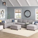  Bộ sofa U Âu Mỹ UT33 Marsala 3m4 màu xám trắng thanh lịch 