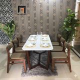  Set bàn ăn hiện đại mặt bàn sơn trắng 21-BAG6-Moeville giá rẻ 