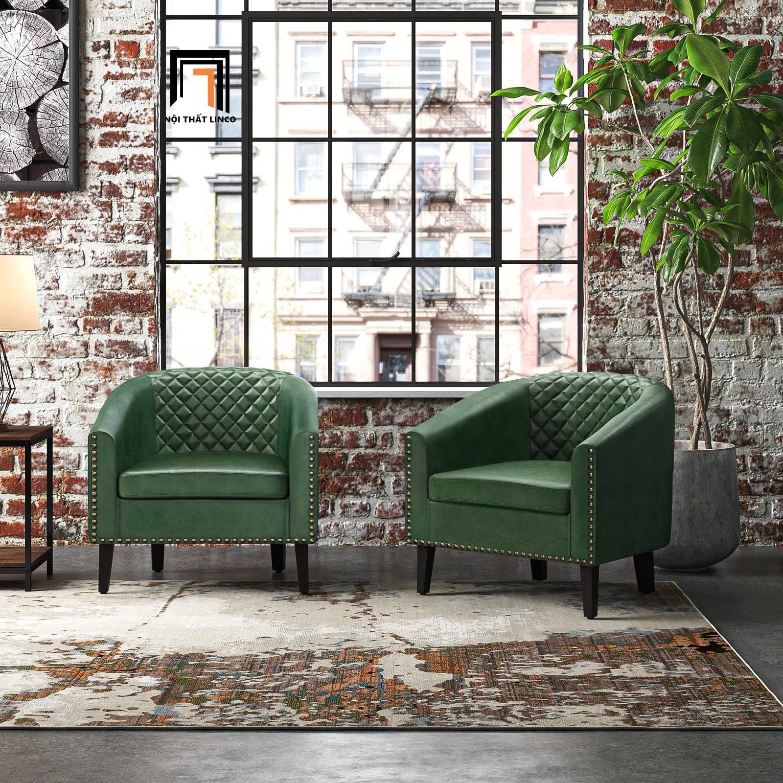  Ghế sofa đơn sang trọng DT98 Boney da công nghiệp màu nâu 