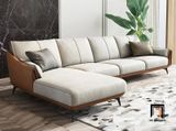  Bộ ghế sofa góc L 3m x 1m6 GT34 Ege nệm ngồi da trắng kem 