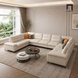  Sofa U lớn UT85 Solyn dài 3m4 vải nỉ màu trắng kem 