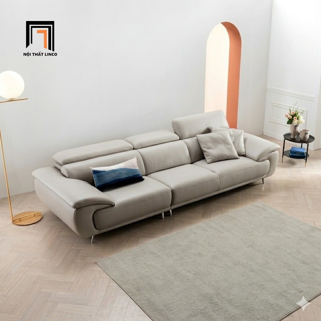  Ghế sofa băng da xám BHQ38 Cordia 2m5 kiểu dáng hiện đại 