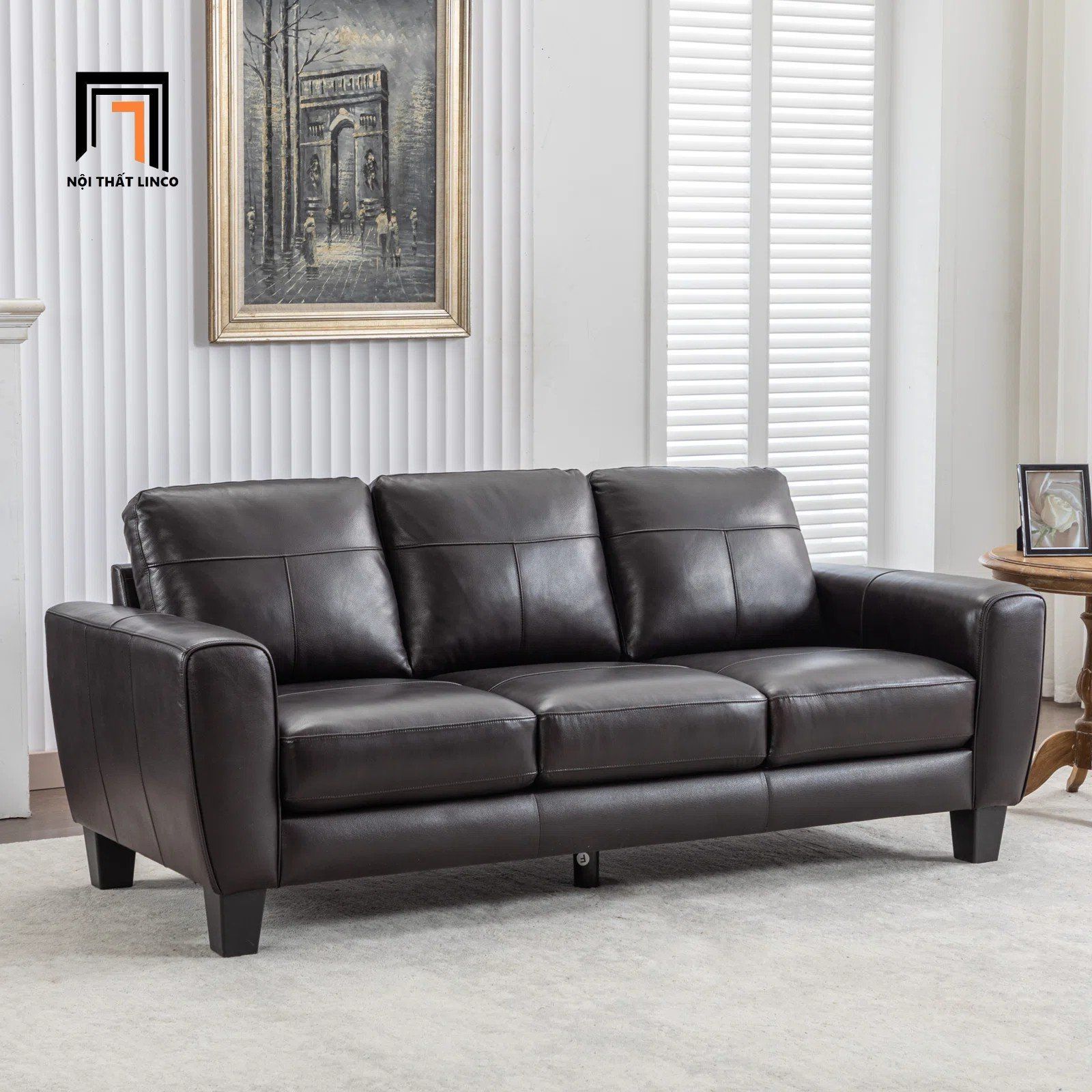  Ghế sofa băng da công nghiệp BT125 Lakischa dài 2m1 nâu đậm 
