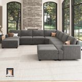  Bộ sofa U sang trọng UT13 Anureet vải nỉ xám lông chuột 