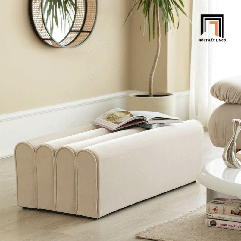  Ghế sofa đôn cho sảnh chờ SB23 Waling 1m x 50 vải nhung kem 