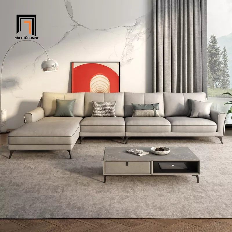  Bộ ghế sofa góc L da giả 3m x 1m6 GT30 Shyne kiểu dáng hiện đại 