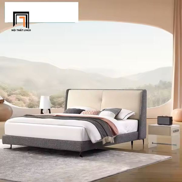  Giường ngủ bọc vải nỉ giá rẻ GN121 Ginlet phối màu trẻ trung 