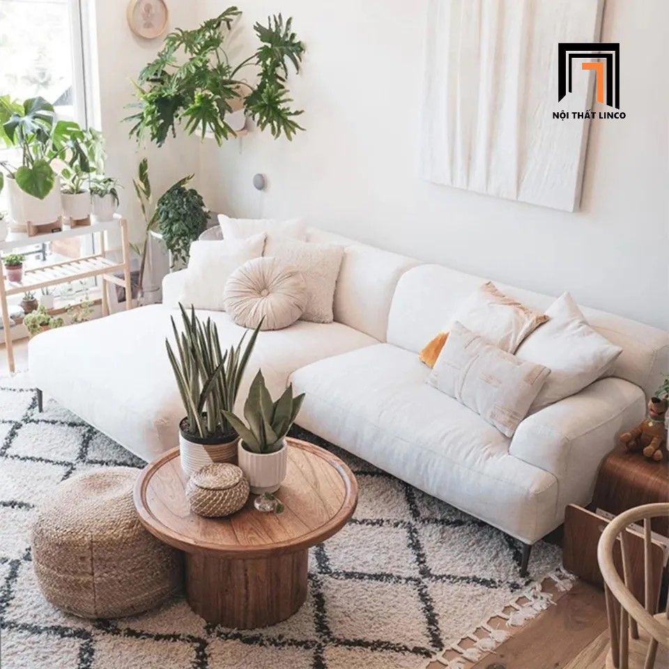  Ghế sofa góc L 2m2 GT51 Beno cho phòng khách màu trắng kem 