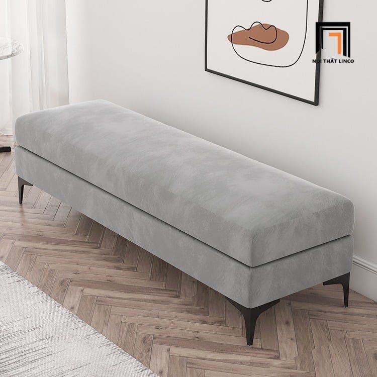  Sofa bench chữ nhật dài 1m4 SB29 Hamitor vải nhung xám 