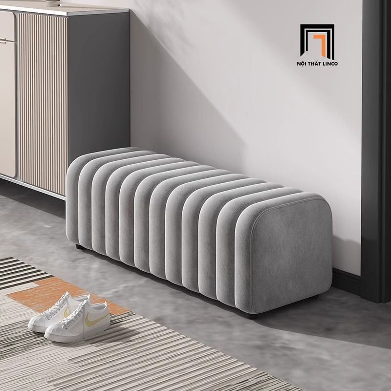  Đôn sofa vải nhung xám SB14 Daisy dài 1m2 cho shop tiệm 