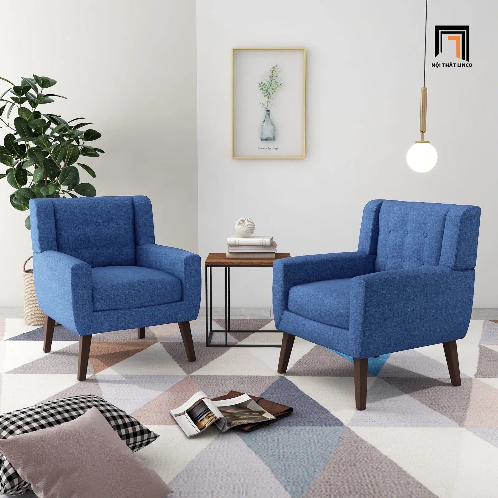  Sofa đơn màu xanh dương DT96 Uixe cho văn phòng tiếp khách 