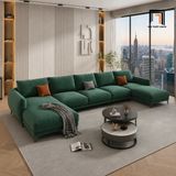  Bộ sofa chữ U UT57 Sydney 3m3 xanh lá nổi bật, đẹp hiện đại 