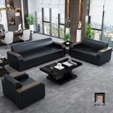  Bộ ghế sofa văn phòng màu đen KT168 Sirr da công nghiệp 