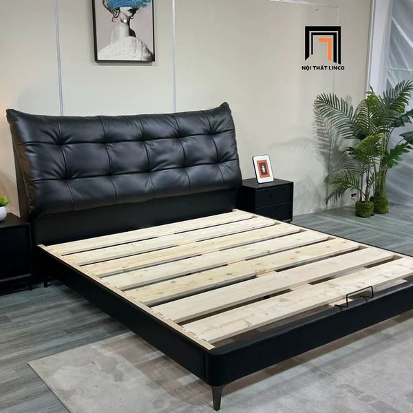 giường ngủ da pu màu nâu