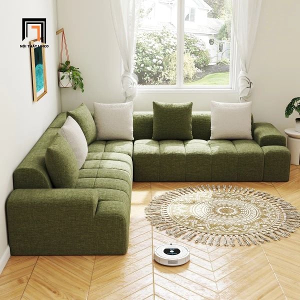  Bộ ghế sofa góc vải xanh lá GT290 Bram 2m3 x 2m3 phòng khách 