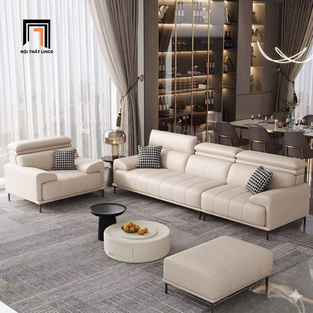  Ghế sofa băng gật gù BHQ81 Laurel 2m6 da giả màu xám trắng 