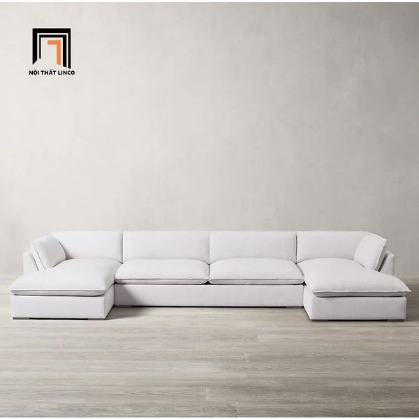 sofa chữ U dài 3m vải nhung
