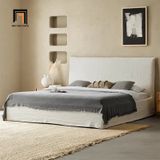  Giường ngủ giá rẻ GN87 Blackarg màu xám trắng vải nỉ bố 