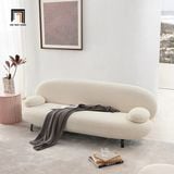  Bộ ghế sofa cong vải nỉ KT56 Nina màu trắng kem cho shop tiệm 