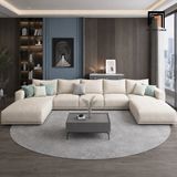  Ghế sofa U vải nhung UT79 Omaha màu xám tro hiện đại 