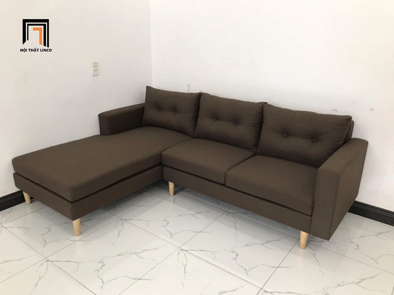  Ghế sofa góc GL2 gia đình nâu đậm 2m2 x 1m6 giá rẻ 