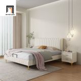  Giường ngủ da giả màu xám trắng GN97 Perrot 1m6 sang trọng 