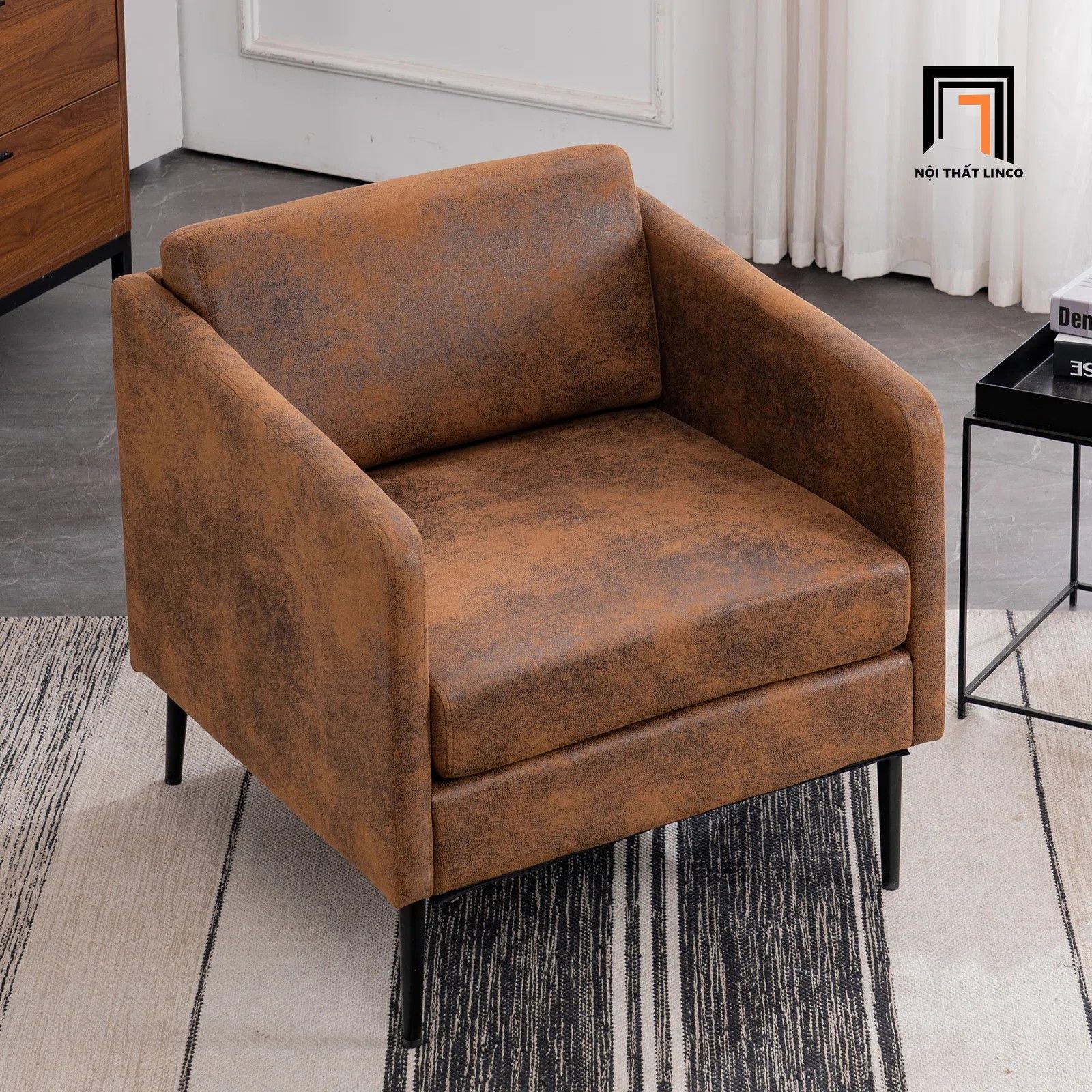  Ghế sofa đơn da giả chống trầy DT87 Raionna cho văn phòng 