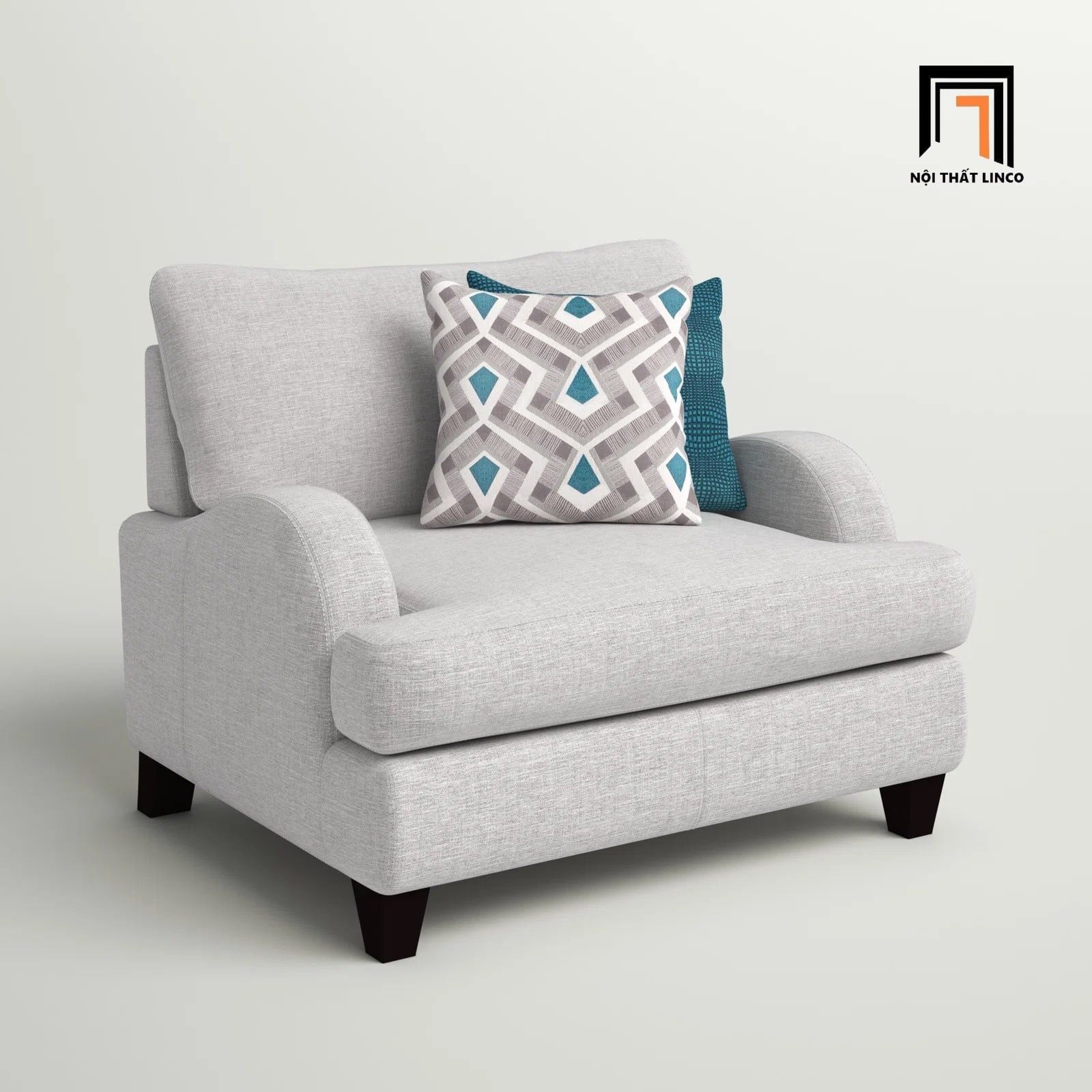  Ghế sofa đơn xám trắng DT13 Somerville phong cách tân cổ điển 