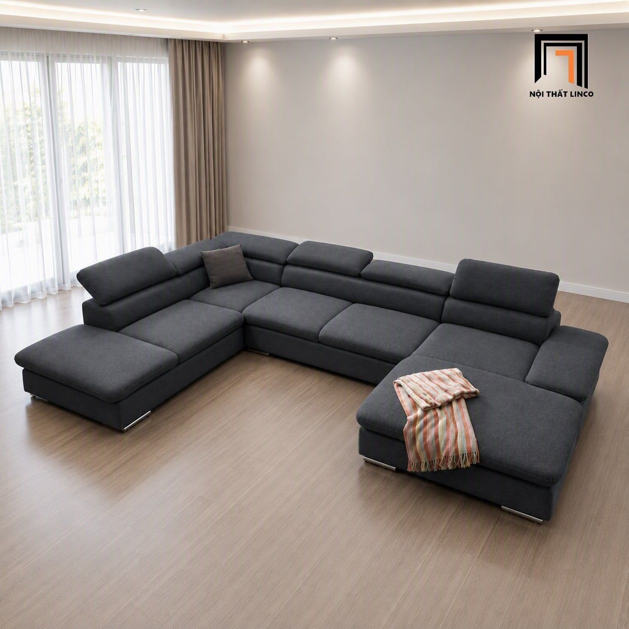  Bộ ghế sofa chữ U UT56 Verton 3m1 vải nỉ đẹp hiện đại 