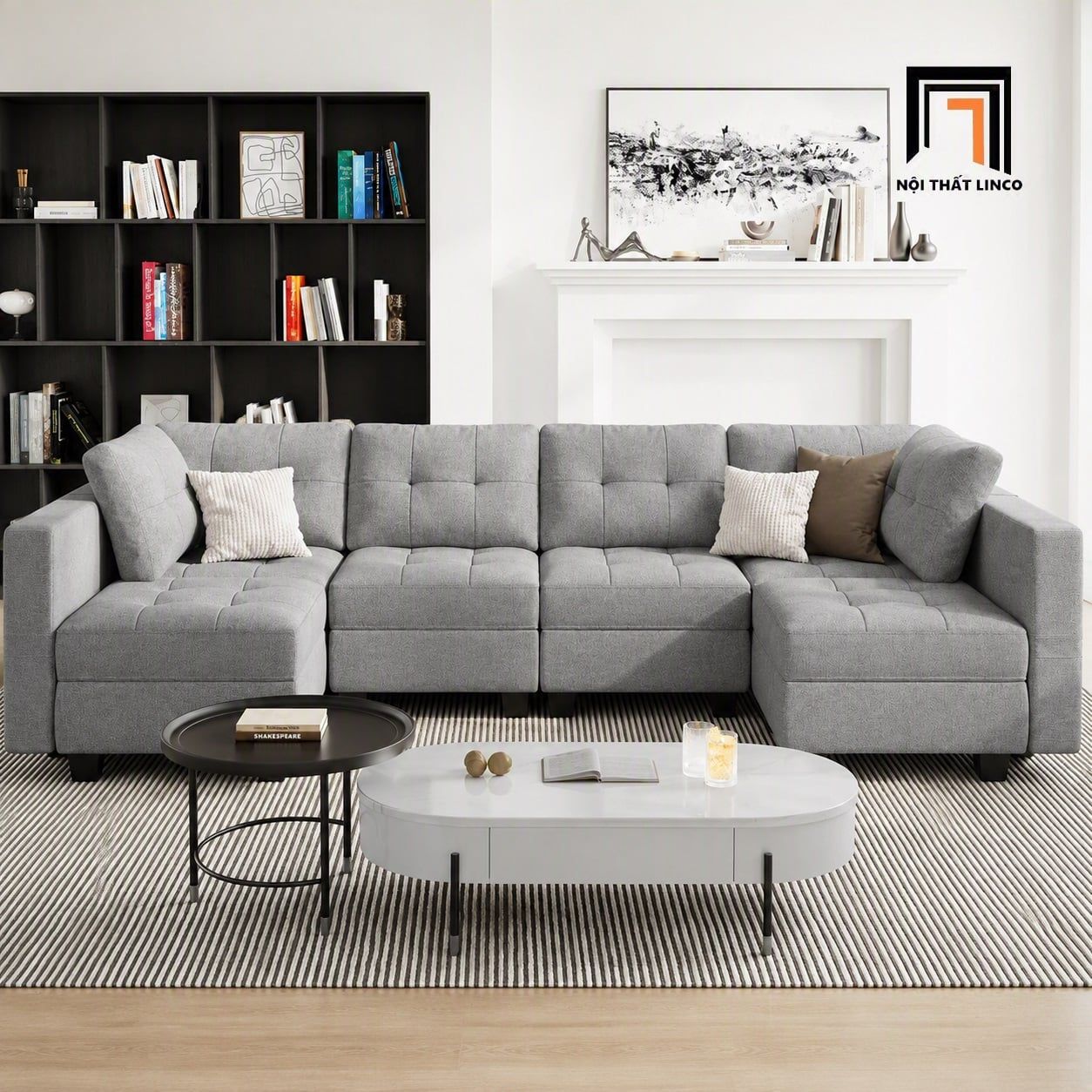  Bộ ghế sofa U 3m UT12 Teangela bọc vải nỉ êm ái 