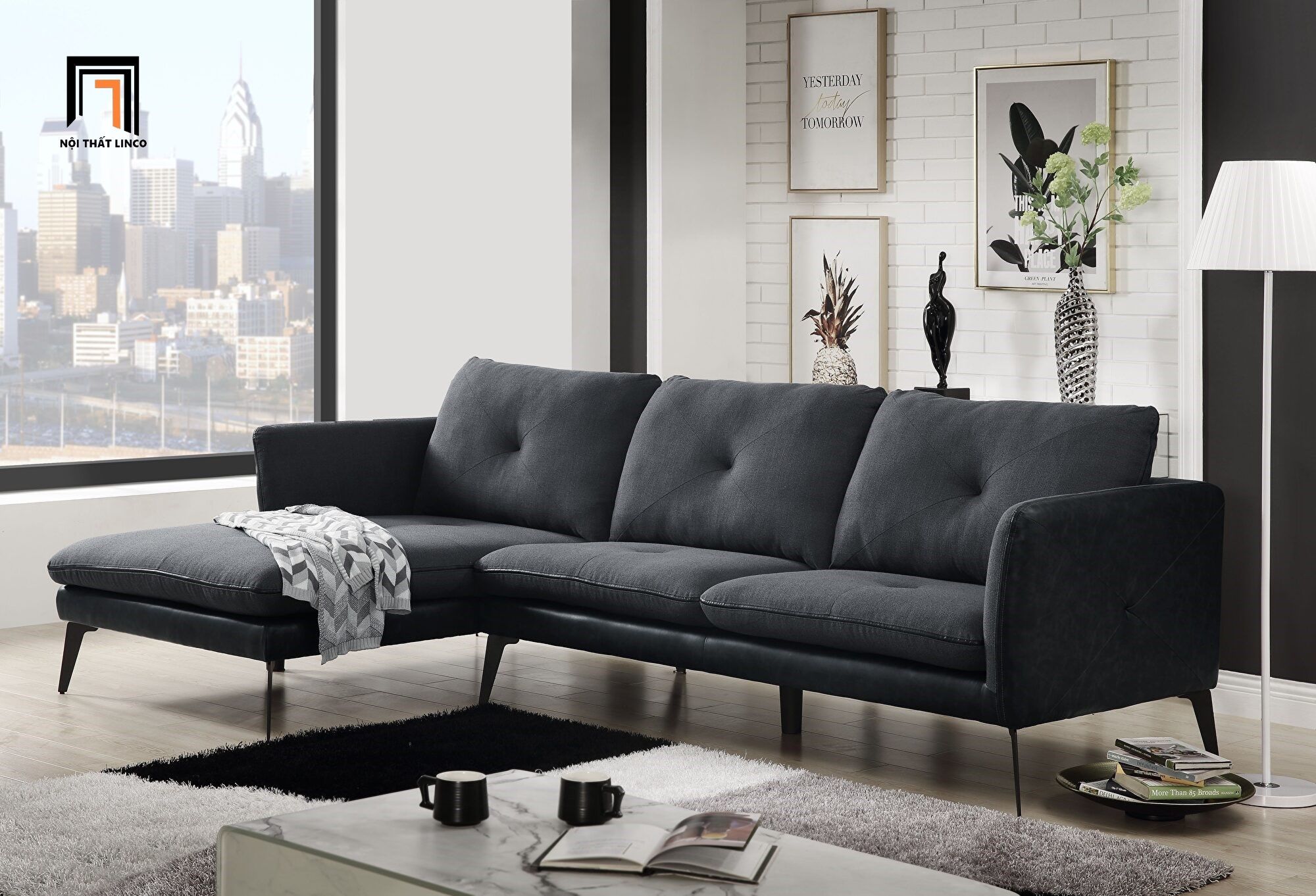  Bộ ghế sofa góc sang trọng GT76 Harun giá rẻ 2m2 x 1m6 