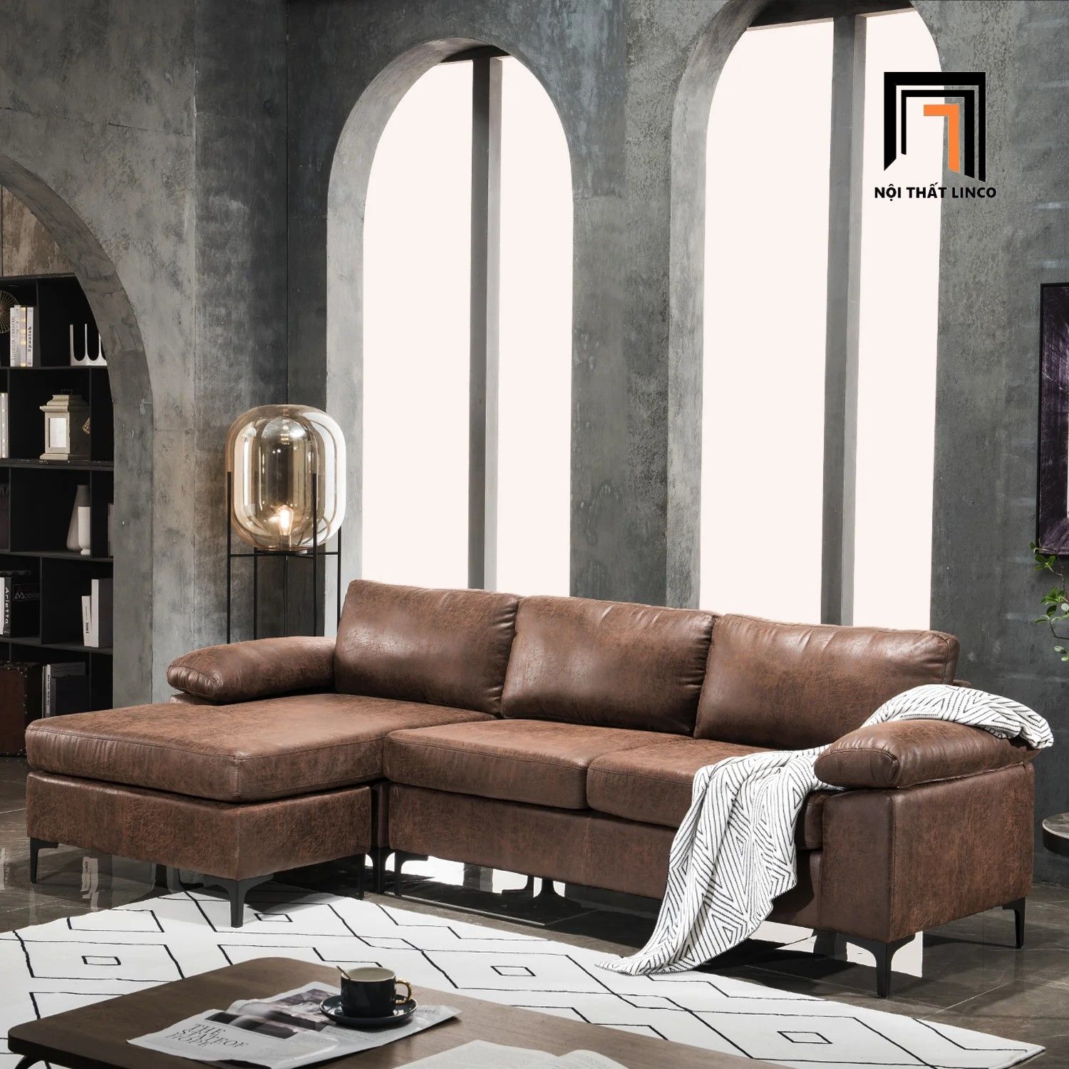  Bộ ghế sofa góc GT24 Mckenny 2m4 x 1m6 phong cách Âu Mỹ 