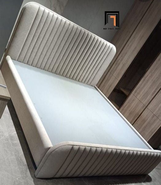 giường ngủ bọc nỉ xám
