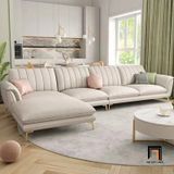  Bộ ghế sofa góc L da giả GHQ40 Sorgio 3m2 x 1m6 màu trắng kem 