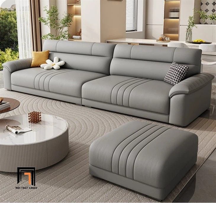  Bộ ghế sofa da giả màu xám BHQ50 Esmond dài 2m4 hiện đại 