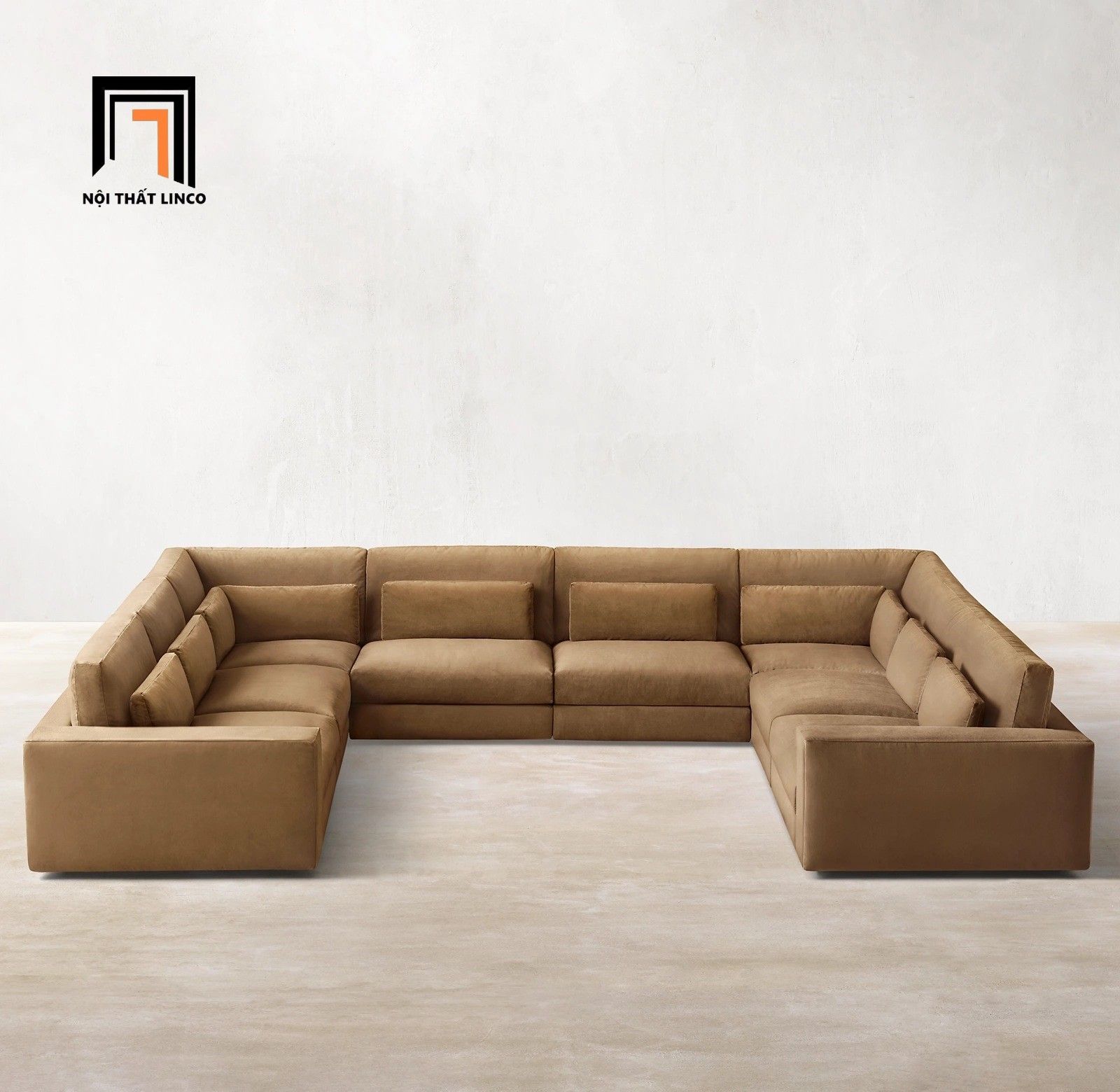  Ghế sofa U giá rẻ UT44 Kibet 3m3 x 2m55 màu nâu 
