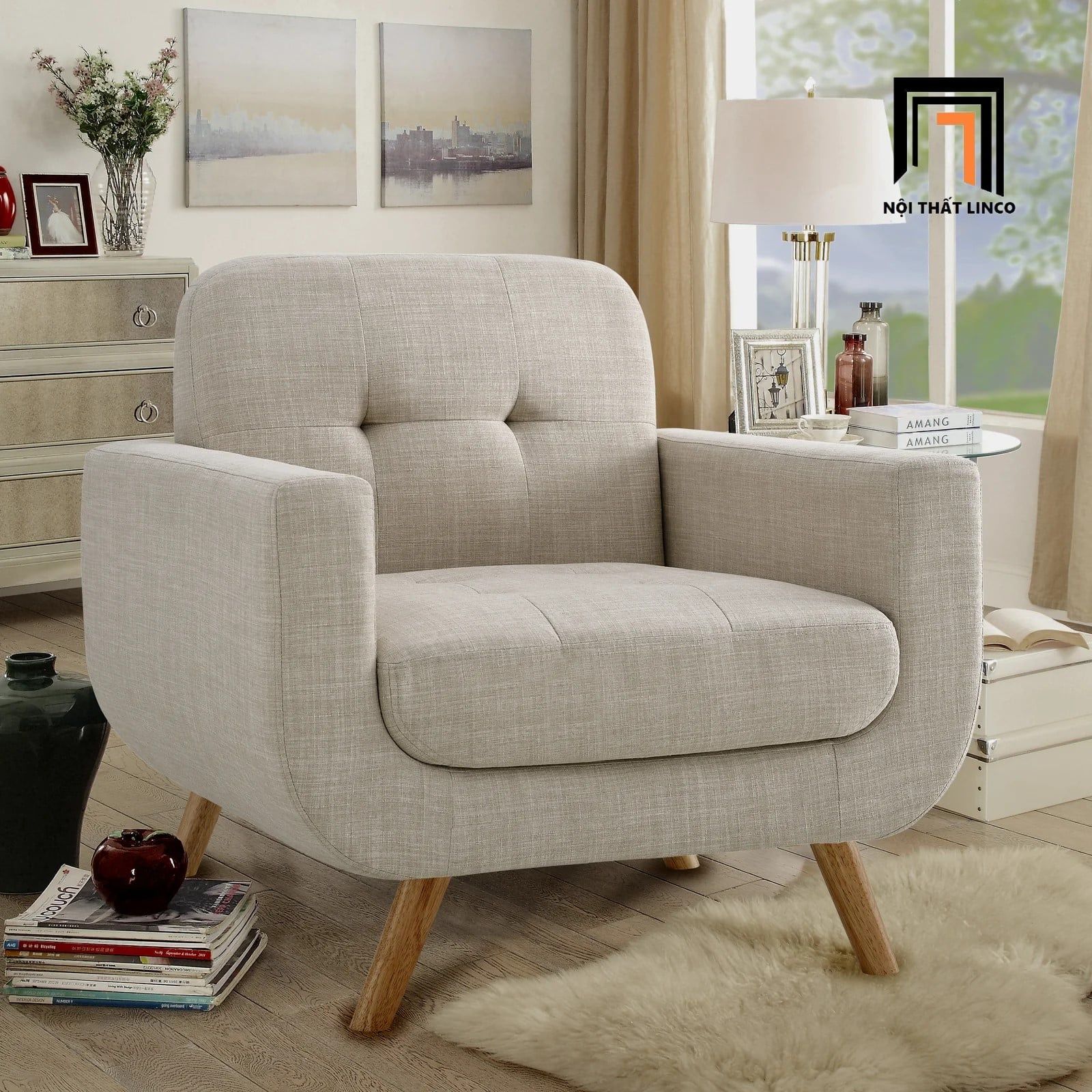  Ghế sofa 1 chỗ ngồi DT15 Juliana cho phòng khách ngồi đọc sách 
