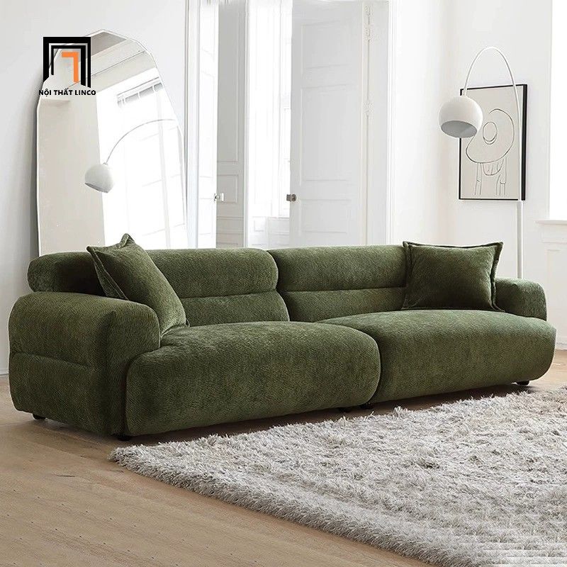  Ghế sofa băng nỉ cao cấp BHQ46 Valley dài 2m2 màu xanh rêu 