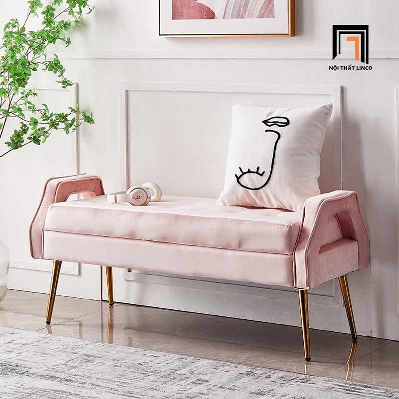 Sofa bench vải nhung SB30 Scarlet 1m4 x 55 màu vàng đồng 